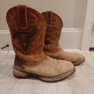 Brothers and Sons Mens Skull Western Boot Broad Square Toe size 11 D